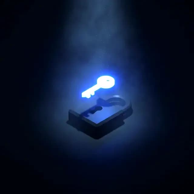 Une clé lumineuse au-dessus d'un bloc verrouillé